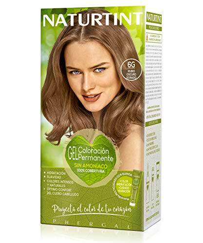 Naturtint | Coloración sin amoniaco | 100% cobertura de canas | Ingredientes vegetales | Color natural y duradero | 6G Rubio Oscuro Dorado | 170ml