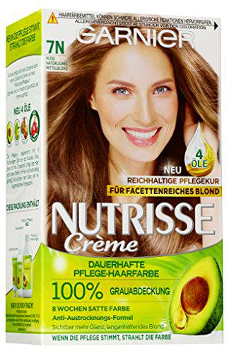 Crema de coloración Nutrisse Nude de Garnier, rubio medio 7N
