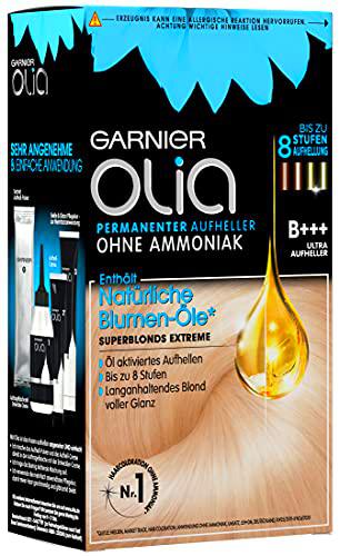 Decolorador de cabello Olia B++ / Coloración de cabello hasta 6 niveles de decoloración (con aceites florales naturales) Sin amoniaco 3 unidades, de Garnier
