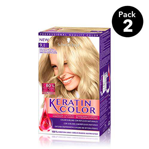 Keratin Color de Schwarzkopf - Tono 9.1 Rubio Muy Claro Helado
