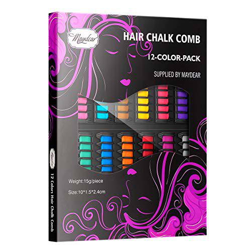 Maydear - Peine de tiza para el cabello temporal, 12 colores