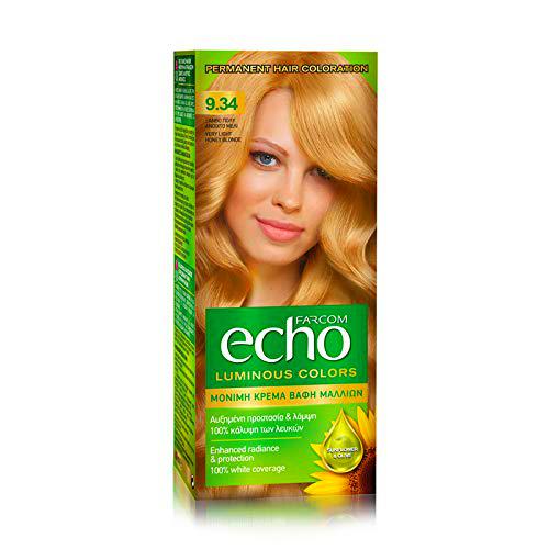 FARCOM Echo Tinte de cabello con extracto de oliva natural y vitamina C 60 ml (9,34 miel rubio claro)