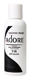 Adore Color de cabello semipermanente brillante, 118 negro