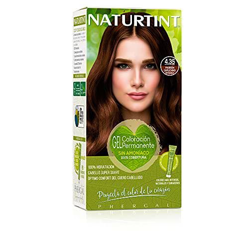 Naturtint Biobased | Coloración sin amoniaco | 4.35 Marrón Capuchino Intenso | 100% cobertura de canas | Ingredientes vegetales | Color natural y duradero