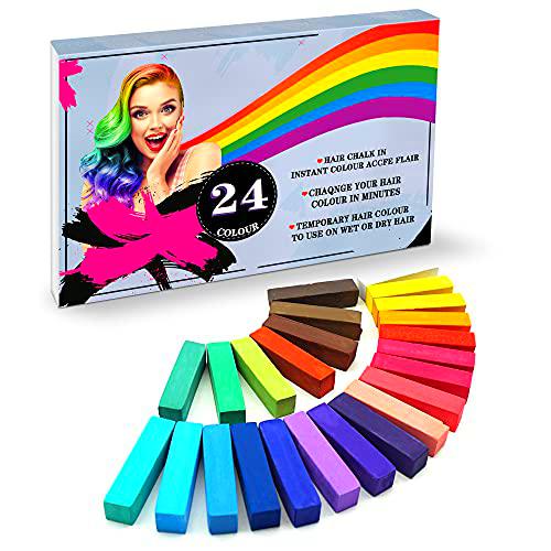 YUHENGLE Tiza para el cabello, 24 colores de color temporal para el cabello