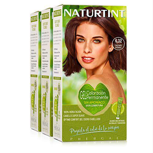 Naturtint Coloración 4.32 Castaño Intenso, 100% Cobertura de canas y Hidratación