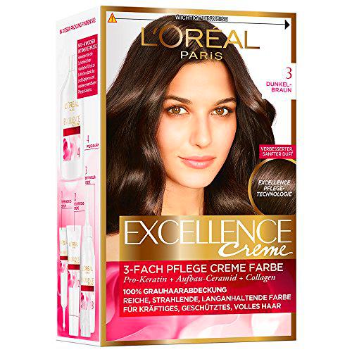 L'Oréal Paris Excellence Coloración Permanente, 3 Marrón Oscuro