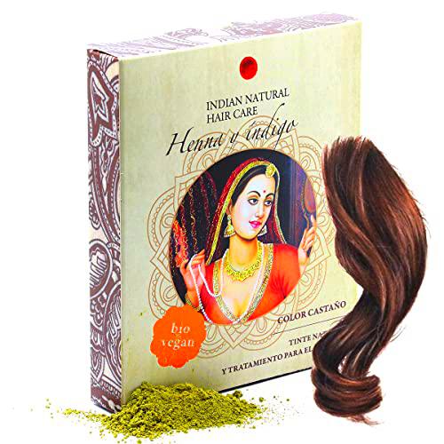 Henna y índigo - Color castaño - 200g - Tinte natural y tratamiento para el cabello