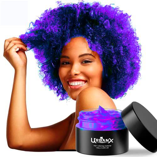 UrbanX Lavable Coloración Del Cabello Material De Cera Unisex Color Tinte Estilo Crema Peinado Natural Pomada Fiesta Temporal Cosplay Ingredientes Naturales (Morado)