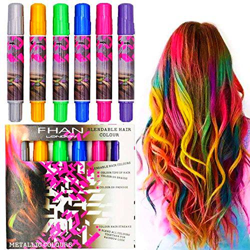 Pastel Natura para cabello Arcoiris Pinturas Festivales-Maquillaje Fácil Tamano de Bolsillo Cepillo Fácil tiza coloreada coloración para el cabello
