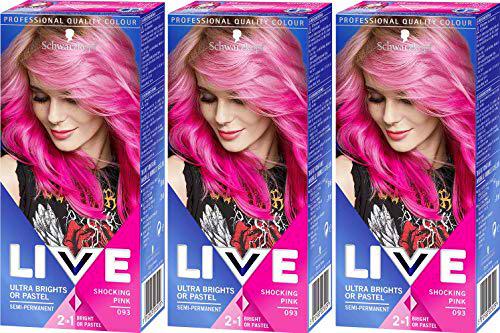 3 x Schwarzkopf Live in Color XXL Ultra Brights Shocking Pink no 93 by Schwarzkopf