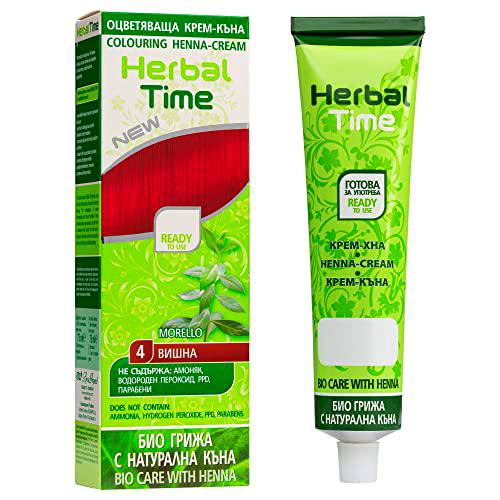 Herbal Time Henna Natural Colorante en Crema | Henna Pelo | Cubre Canas | Crema Tinte Coloración Temporal | Sin Amónico