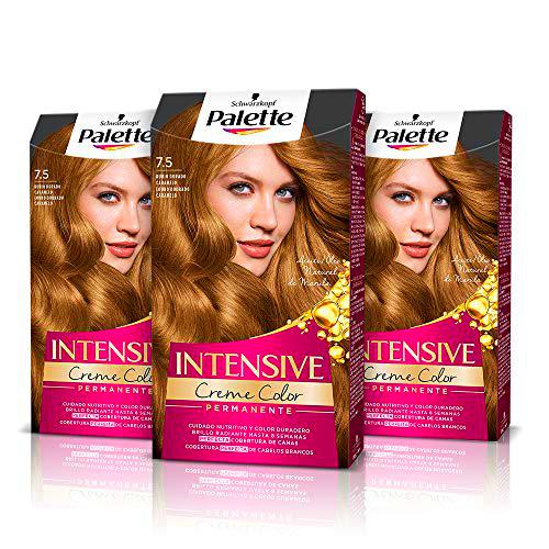 Schwarzkopf Palette Intensive Creme Color Tinte permanente 7.5 rubio dorado caramelo (pack de 3)