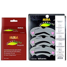 MINA ibrow Henna Semi Permanent Tint Kit Regular Pack with Stencil For Professional Tinting &amp; Coloring