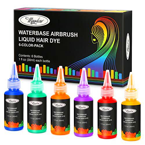 Maydear Pintura para el pelo con aerógrafo, 6 colores temporales
