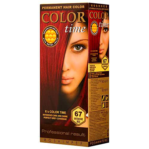 Color Time Tinte Permanente en Gel | Enriquecido con Jalea Real y Vitamina C | Coloracion Permanente para el Cabello | Color 67 Rojo Intenso | 100 ML