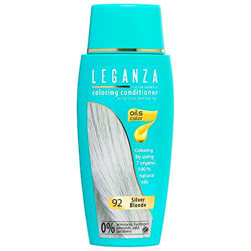 Leganza Bálsamo Colorante Natural para el Cabello | Tinte Sin Amoniaco | Enriquecido con Aceites Naturales | Color Rubio Plateado 92 | 150 ML