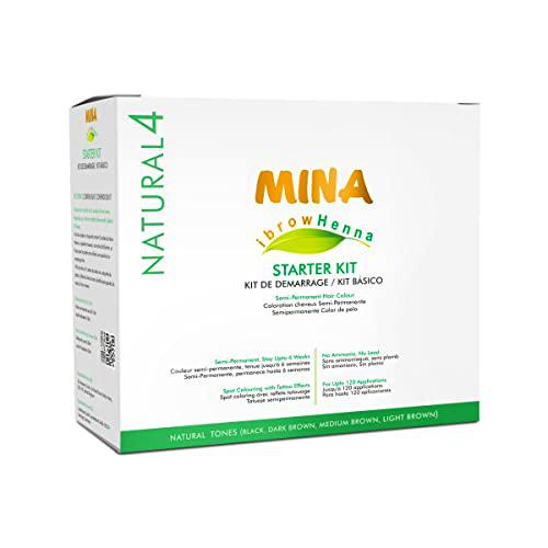 MINA ibrow Henna Semi Permanent Tint Powder with brow nourishing oil &amp; Conditioning Cleanser Complete Kit for Professional Tinting &amp; Coloring