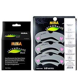 MINA ibrow Henna Semi Permanent Tint Kit Regular Pack with Stencil For Professional Tinting &amp; Coloring