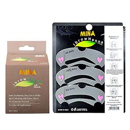 MINA ibrow Henna - Kit de tinte semipermanente con plantilla para teñir y colorear profesionales