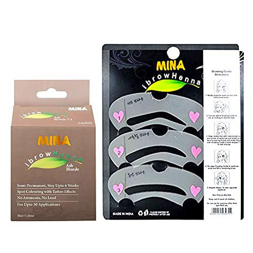 MINA ibrow Henna - Kit de tinte semipermanente con plantilla para teñir y colorear profesionales
