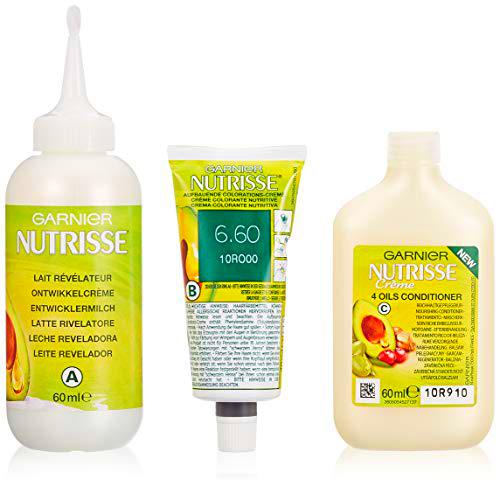 Garnier nutrisse Crema coloration Color Rojo Oscuro 3.5/coloración para pelo para Permanente Color de cabello (con 3 Nährenden Aceites) - 3 x 1 pieza