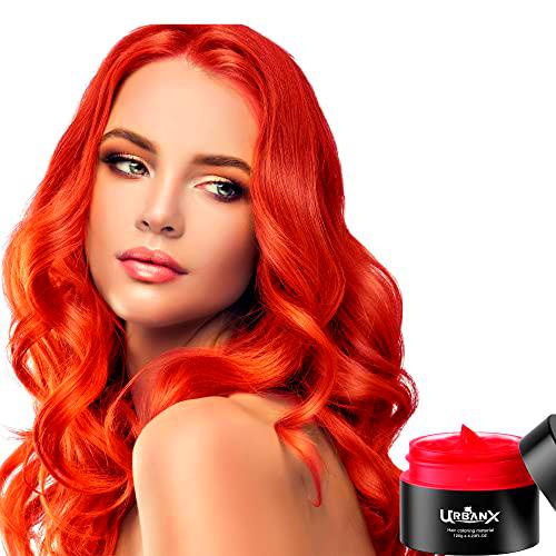 UrbanX Lavable Coloración Del Cabello Material De Cera Unisex Color Tinte Estilo Crema Peinado Natural Pomada Fiesta Temporal Cosplay Ingredientes Naturales (Rojo)