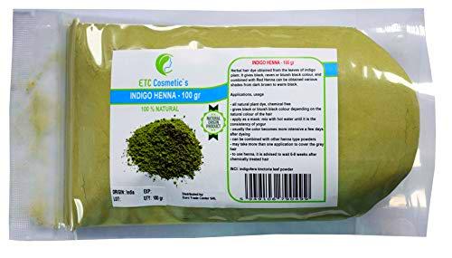 Henna Indigo Powder - 100 gr - Tinte capilar a base de hierbas obtenido de las hojas de la planta índigo