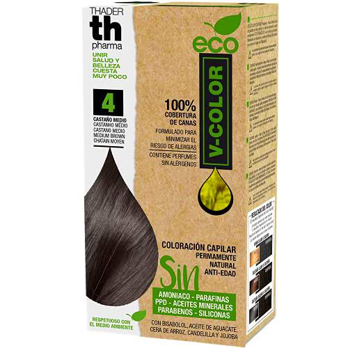 Thader Th Pharma ECO V-Color Kit de Coloración Capilar Permanente sin amoniaco 100% cobertura de canas, 120 ml (No