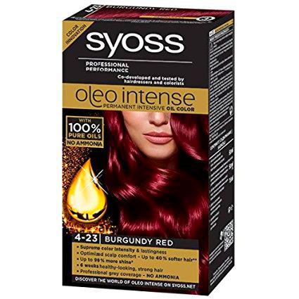 Syoss Oleo Tinte Intenso Color Cabello 100% Aceites Puros 0% Amonia 4-23 Borgoña Rojo