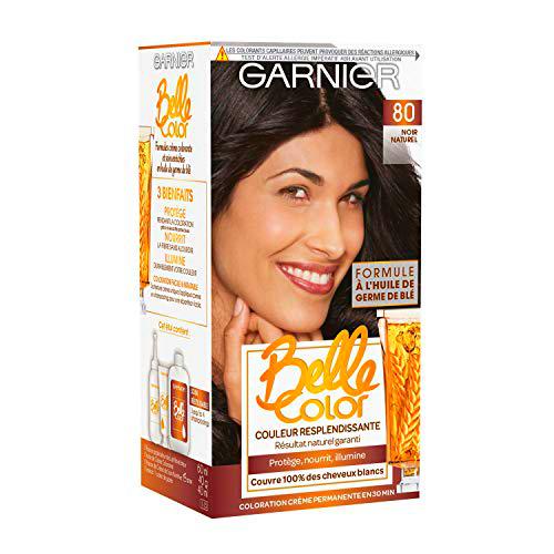 Garnier Belle Color - Coloración permanente, color negro, 80 negro natural, 2 unidades