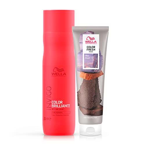 Wella Professionals Color Brilliance Champú 250ml protege la Intensidad del cabello teñido fino + Color Fresh Mask 150mlColoración Temporal Tono Lila