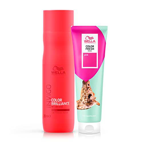 Wella Professionals/Color Brilliance Champú 250ml protege la Intensidad del cabello teñido grueso + Color Fresh Mask 150mlColoración Temporal Tono Rosa
