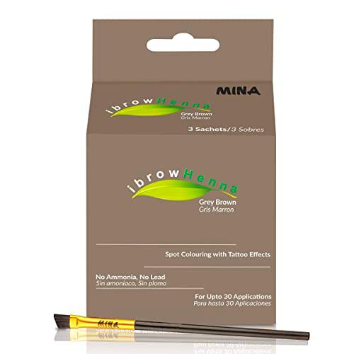 MINA ibrow Henna - Kit de tinte semipermanente con pincel para tintado y coloración profesional