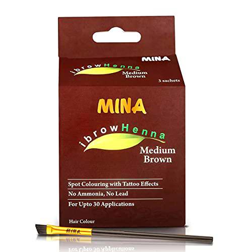MINA ibrow Henna - Kit de tinte semipermanente con pincel para tintado y coloración profesional