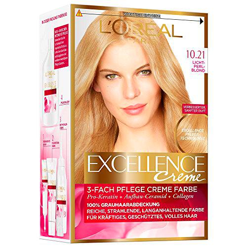 L'Oréal Paris Excellence Creme Coloration, 10,21 - rubio perla claro, 1 unidad