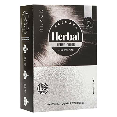 AATMANA Color De Cabello De Henna Negra A Base De Hierbas Con La Bondad De 9 Hierbas | Make Hair Soft &amp; Shiner Color De Cabello Natural Para Hombres Y Mujeres 100g