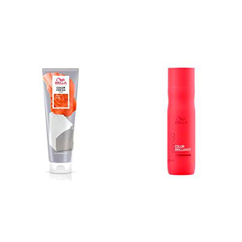 Wella Professionals | Color Fresh Mask Coloración Temporal Peach Blush + Color Brilliance Champú protege la Intensidad del cabello teñido grueso (250ml)