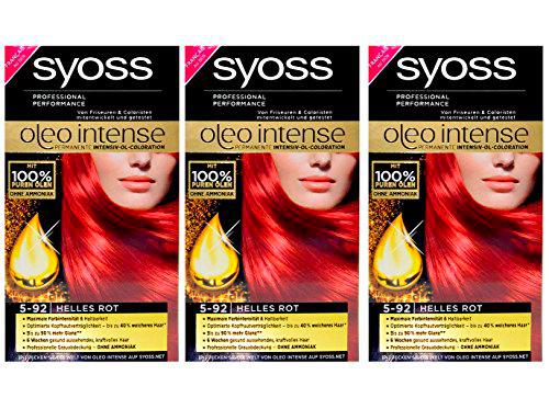 Tinte para el cabello Syoss 5-92, color rojo claro, 3 unidades