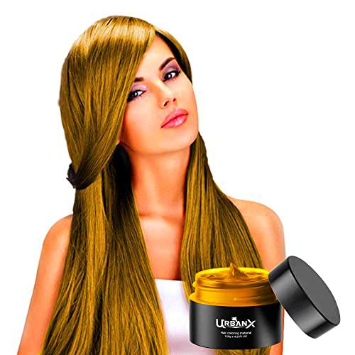 UrbanX Lavable Coloración Del Cabello Material De Cera Unisex Color Tinte Estilo Crema Peinado Natural Pomada Fiesta Temporal Cosplay Ingredientes Naturales (Dorado)