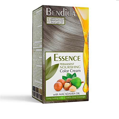 Bendida coloración permanente,color crema nutritiva con aceite de macadamia,color de larga duración 120ml (7.2 Rubio medio perla)