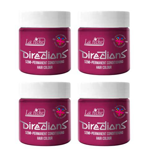 4 x La Riche Directions Semi-Permanent Hair Color Bote de 100 ml (Cerise)