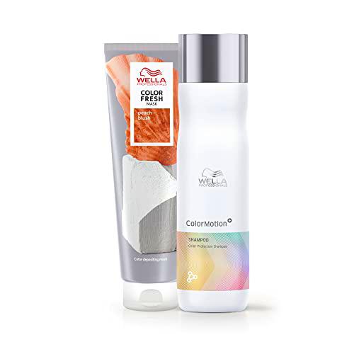 Wella Professionals, Color Fresh Mask Coloración Temporal Peach Blush + Color Motion Champú protección del color y brillo (250ml)