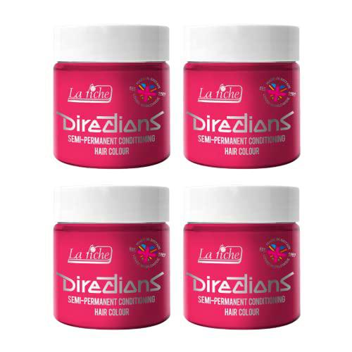 4 x La Riche Directions Semi-Permanent Hair Color Bote de 100 ml (Flamingo Pink)