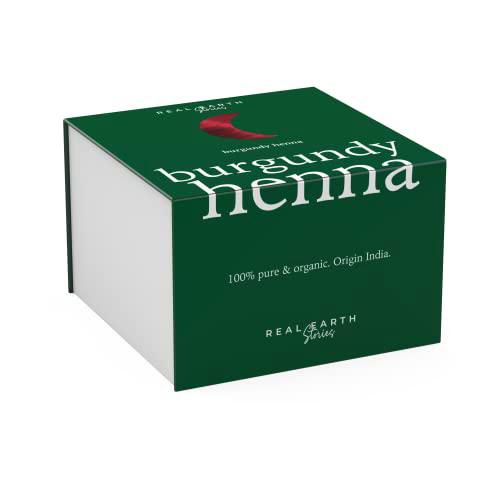 Burgundy Henna Real Earth Stories - Tintes naturales para el cabello para conseguir un color Rojo Intenso