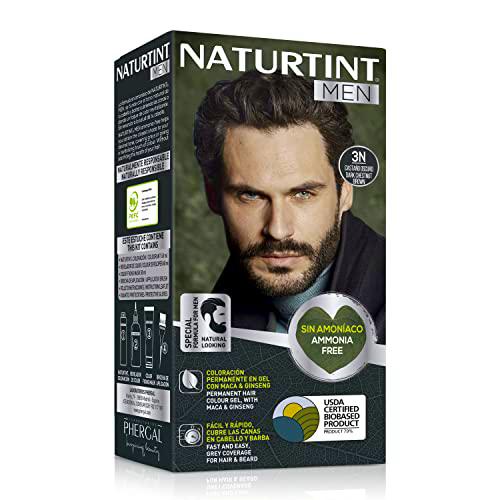 Naturtint Men Biobased | Coloración Permanente Sin Amoniaco para Hombre | Tinte para Cabello y Barba | 100% Cobertura de Canas | Color Natural y Duradero | Ingredientes Naturales | 3N Castaño Oscuro