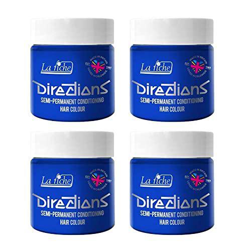4 x La Riche Directions Semi-Permanent Hair Color Bote de 100 ml (Atlantic Blue)