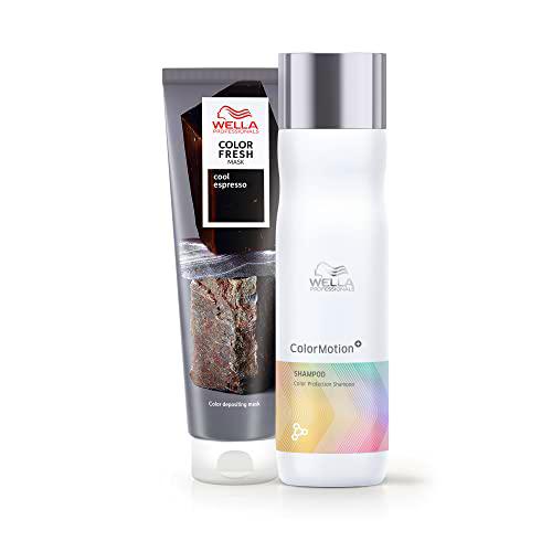 Wella Professionals, Color Fresh Mask Coloración Temporal Cool Espresso + Color Motion Champú protección del color y brillo (250ml)