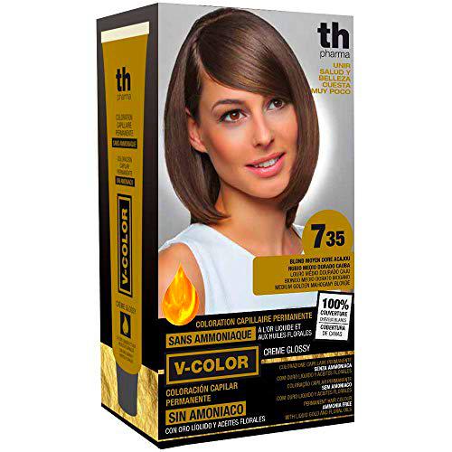 Th Pharma V-Color Kit de Tinte permanente Sin Amoniaco con Oro Líquido 100% Cobertura de canas, 120 ml (No