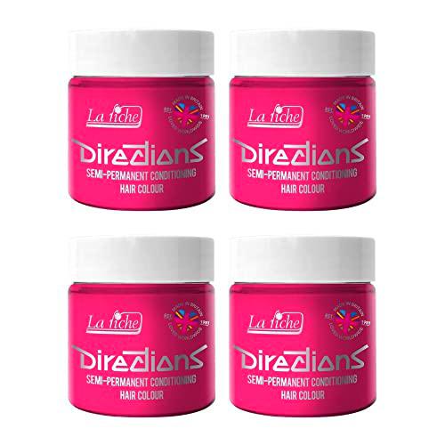 4 x La Riche Directions Semi-Permanent Hair Color Bote de 100 ml (Carnation Pink)